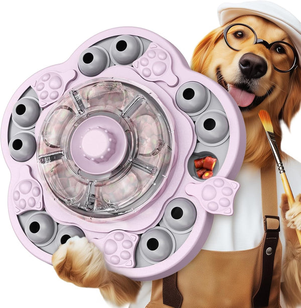 KADTC Dog Puzzle Toy, 3 Levels of Step-by-Step Challenge, Spin-to-Release Treat Dispenser,