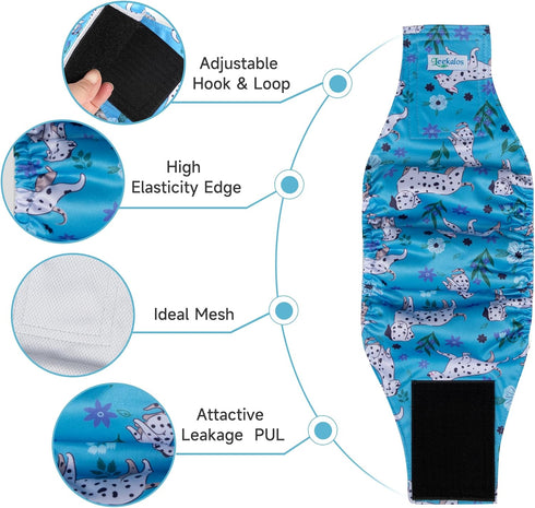 Bands5 Pack Leekalos Male Dog Diapers, Dog Belly Bands for Male Dogs Wraps Washable Doggie Diapers High Absorbing Dog