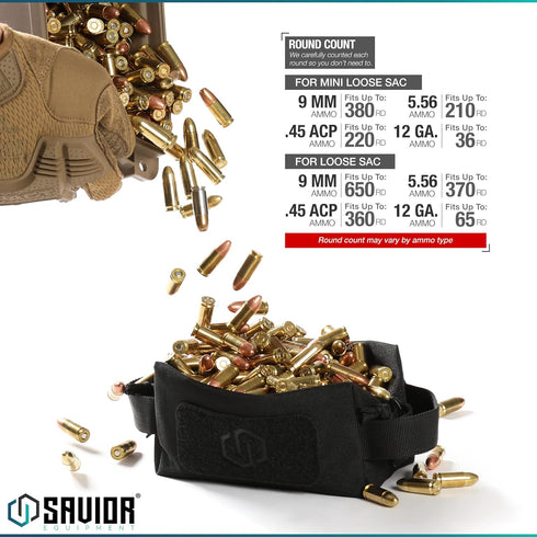 4-Pack Ammo Ammunition Ammos Savior Equipment Loose Sacs Tactical Pouch Firearm Carrier Bag, ID Patches Included, Rifle