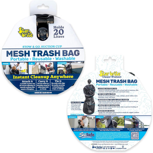Cinch 5 (52074) STAR BRITE Mesh Trash Bag with Locking Suction Cup & Litter Guard Tie - for Boats, RVs, Gold Carts