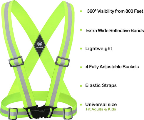 Safety Straps Reflective Vest for Running, Hi Vis Suspenders for Men Women Fully Adjustable Safety Vests