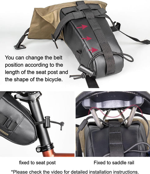 GORIX Bike Saddle Bag, Waterproof Expandable Roll Type 3L Lightweight Cycling Rear Seat Pack