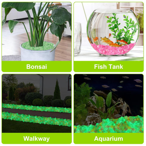 200pc Luminous Glow Stones, Glow in The Dark Rocks for Aquarium, Potted Plant, Outdoor Decor (Green)