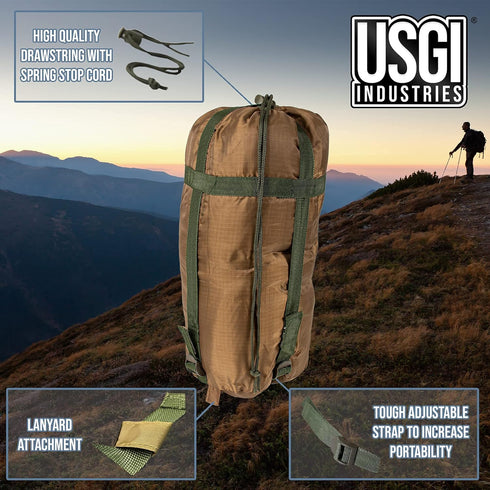 USGI Industries Military Woobie Blanket, Thermal Insulated Camping Blanket with Carry Bag