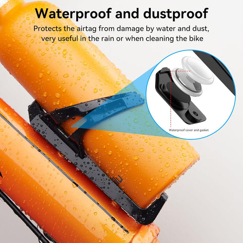 for Airtag Bike Water Bottle Holder, Waterproof for AirTag Mount Hidden GPS Tracker Anti-Theft, Bicycle Bottle Cages