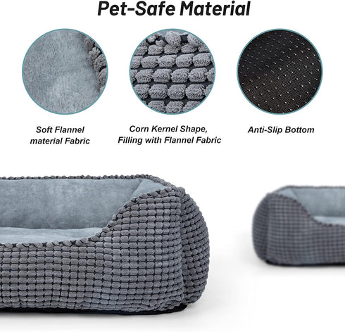 MIXJOY Rectangle Dog Bed for Large Medium Small Dogs, Washable Orthopedic Sofa Bed, Anti-Slip Bottom, Grey (35")