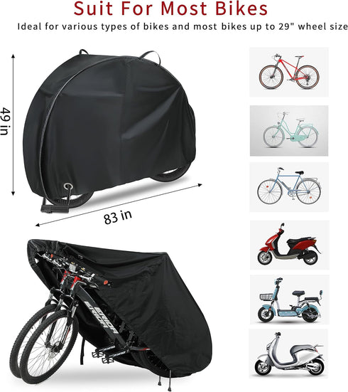 Heavy Duty Waterproof Bike Cover for 3 Bikes, 420D Oxford Outdoor Storage, UV Wind Proof Tarp for Mountain Road