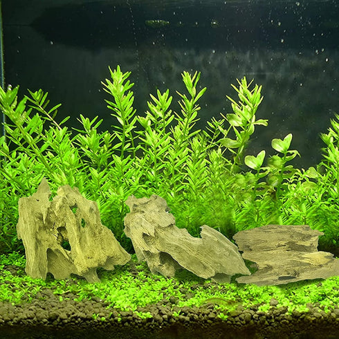 Tfwadmx 4 Pcs Aquarium Resin Driftwood Decoration, Fish Tank Cave Hideout Wood Decor