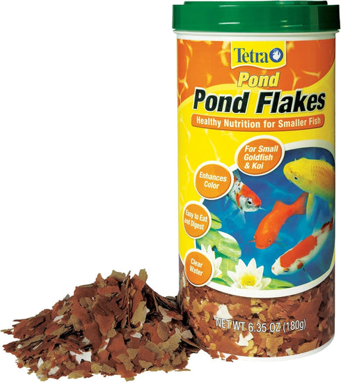 TetraPond Pond Flakes, 6.35 oz, Complete Nutrition for Smaller Pond Fish, Fish Food for Goldfish and Koi