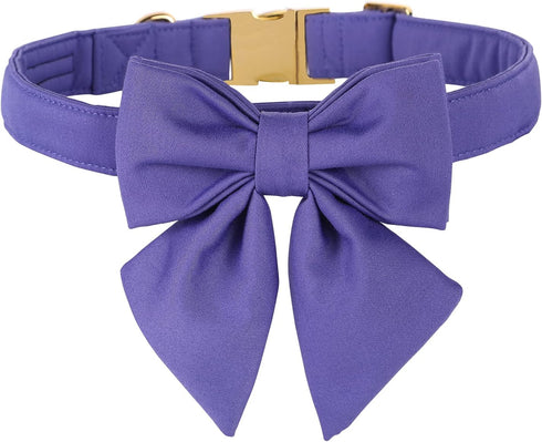 Maca Bates Dog Collar with Bow Bowtie for Dogs, Adjustable Breakaway Purple Collars Accessories, Birthday Gift