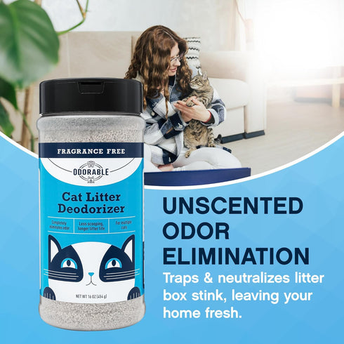 Cat Litter Deodorizer, Unscented Odor Eliminator, Litter Box Cleaner, 16oz, Easy Clump & Seal