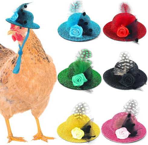 6 Pieces Chicken Hats for Hens, Costumes for Chickens and Small Animals, Tiny Hats and Doll Accessories