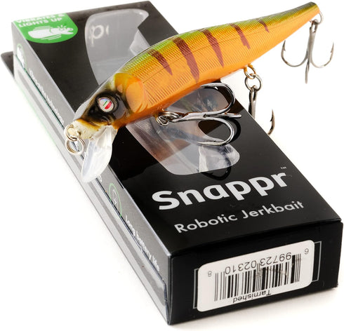 Snappr Natural Robotic Swimming Lure, Mega 117mm, Rechargeable LED Light for Bass, 4-6Ft Depth Jerkbait