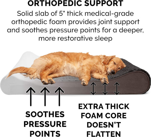 Furhaven Orthopedic Dog Bed for Medium/Small Dogs, Removable Washable Cover, Ultra Plush Faux Fur & Suede Luxe Lounger
