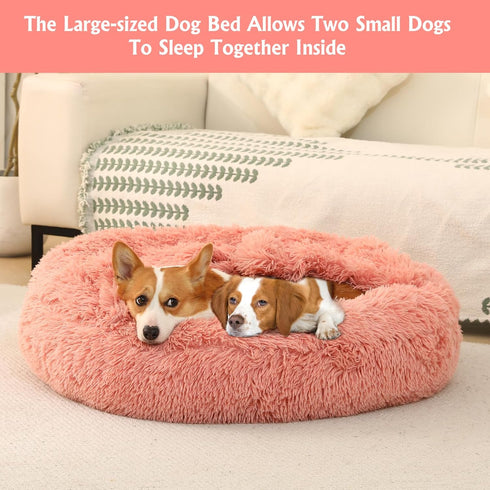 NOYAL Calming Dog Beds with Blanket Cave, Anti-Anxiety Fluffy Bed for Small Medium Dogs, Pet Cushions Furniture