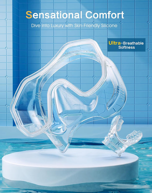 Snorkeling Gear for Adults, Dry-Top Snorkel Set with 180° Panoramic Diving Mask for Swimming