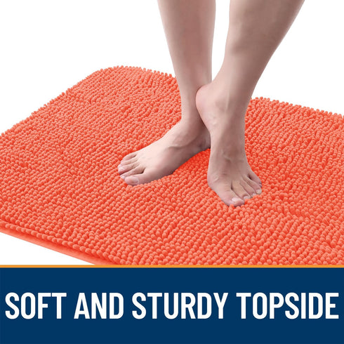 OLANLY Dog Door Mat for Muddy Paws, Absorbent Non-Slip Washable Mat, Quick Dry Chenille, 36x24, Coral