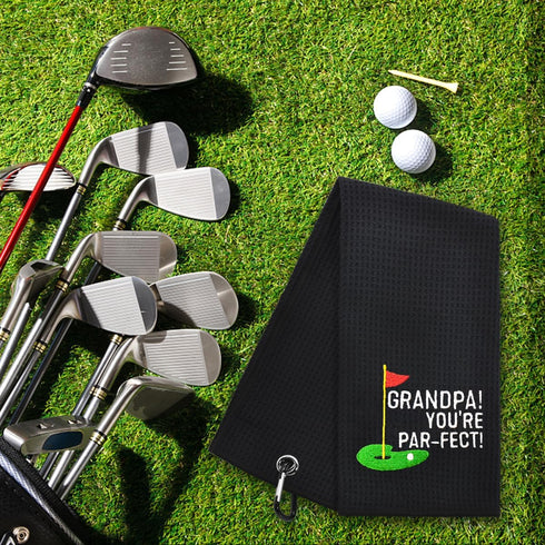 Hafhue Grandpa You're Per-FECT Embroidered Golf Towel, Golf Accessories for Men, Gift for Grandpa