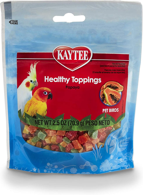 Kaytee Fiesta Healthy Toppings Papaya Bits, 2.5-Oz Bag for All Pet Birds