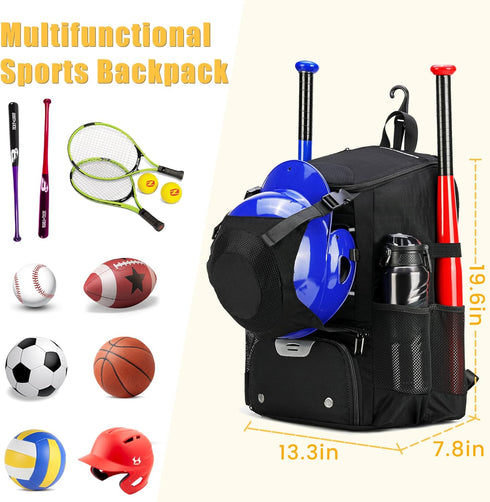 Softball Bag - Lightweight Baseball Bat Bag for Youth Girls Adults with Shoe Compartment and Fence Hook