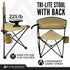 225 LBS Black Sierra Tri-Lite Stool with Back Lightweight, Folding Chair, for in the Hunting Blind, Camping