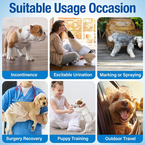 48 Counts Pet Soft Disposable Male Dog Wraps - Dog Diapers for Male Dogs, Puppy Diapers with Wetness Indicator XSmall