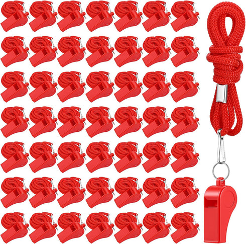 Zyghjort 50 Pack Plastic Whistles for Coaches, 120db Loud Crisp Sound Sports Whistles