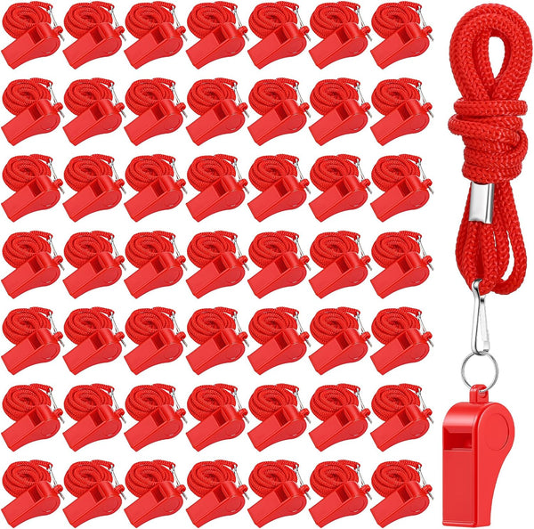 Zyghjort 50 Pack Plastic Whistles for Coaches, 120db Loud Crisp Sound Sports Whistles