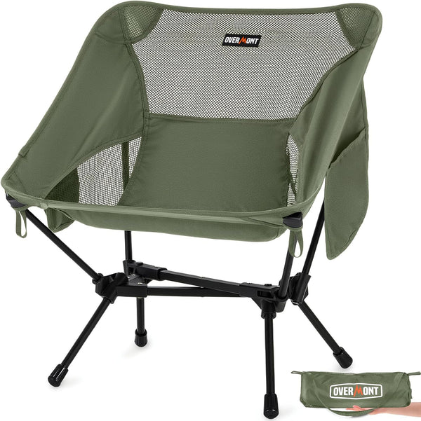 Overmont Ultralight Portable Camping Chair- Lightweight Folding Backpacking Chair, Support up to