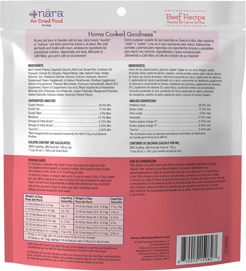 1 lb Caf Nara - Beef Air-Dried Food for Dogs - Complete Meal, Food Topper or Treat - Minimally Processed & Highly