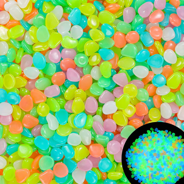 300PC Glowing Rocks for Aquarium Decoration, Glow in The Dark Pebbles