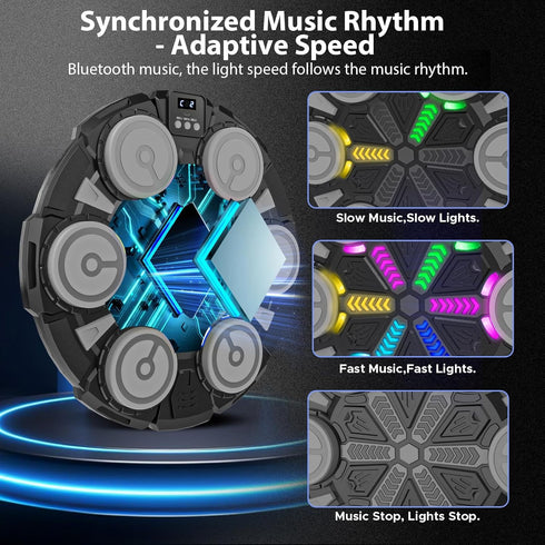 Lights,2 3-12+ Music Punching Machine for Kids Adults,Bluetooth Wall Mounted Boxing Trainer with Gloves,Rhythm Player