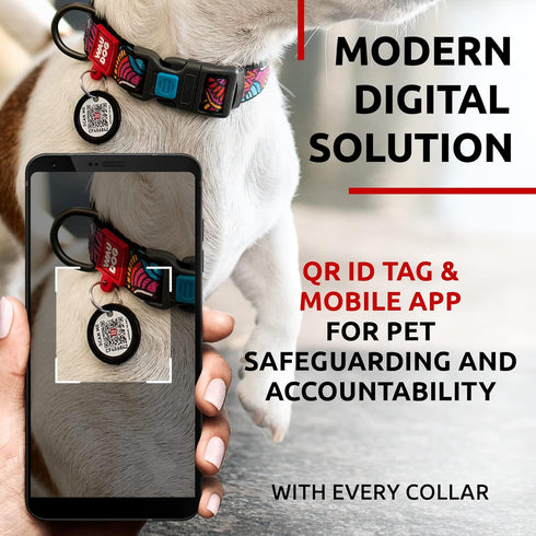 WAUDOG Nylon Dog Collar - Adjustable for Large, Small & Medium Dogs, Breakaway Puppy Collars with QR Dog Tag