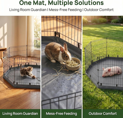 24" 600D PJYuCien Octagonal Playpen Bottom Pad for Side Metal Pet Pen, Waterproof Oxford with Raised Edges & Snap