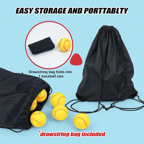 Bac-kitchen 9 Inch Foam Baseballs, Soft Baseballs Training Pitch Stress Ball with Drawstring Bag