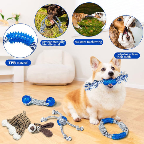 LWBMG 5 Pack Dog Rope Toys, Indestructible Durable Chew Toys, Tug of War Toy for Small Medium Large Dogs, Puppy Teething