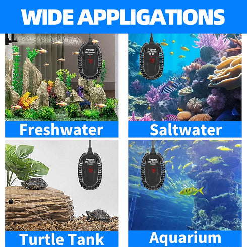 FREESEA Aquarium Fish Tank Heater, 50W Submersible Turtle Heater with Adjustable Temperature Controller