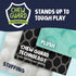goDog Checkers Elephant Tough Plush Toy with Chew Guard Technology, Durable Checkered Fabric & Squeaker for Active