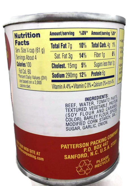 Pattersons 1942 8 (12 Hot Dog Chili By - Original Recipe Since - Great on Hamburgers Too! Ounce Cans Cans Per Case)