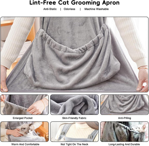 Cat Carrier Apron, Hands-Free Adjustable Pet Carrier for Cats and Small Dogs, Soft Breathable Washable Sling for Indoor