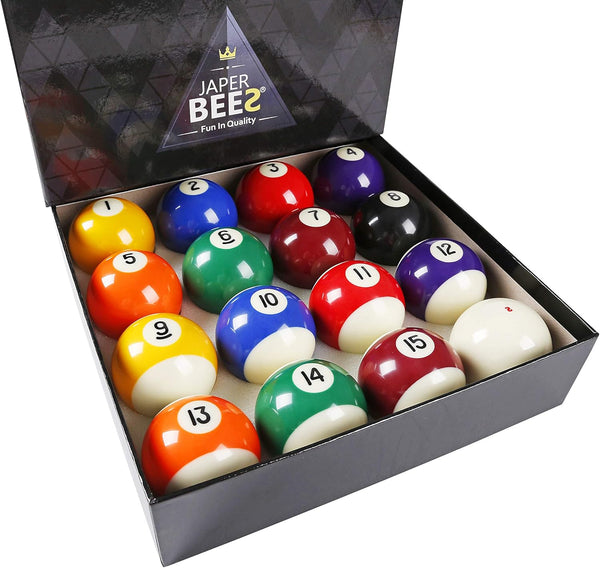JAPER BEES Billiard Ball/Pool Ball Set Complete 16balls 2-1/4" Regulation Size&Weight Resin