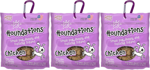 Loving Pets 3 Pack of Grain-Free Chicken Houndations Treats for Small Dogs, Puppies, and Training, 4 Ounces Each, Made