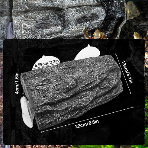 Turtle Floating Basking Platform - Artificial Bark Decor for Aquariums, Includes 3 Suction Cups for Easy Installation