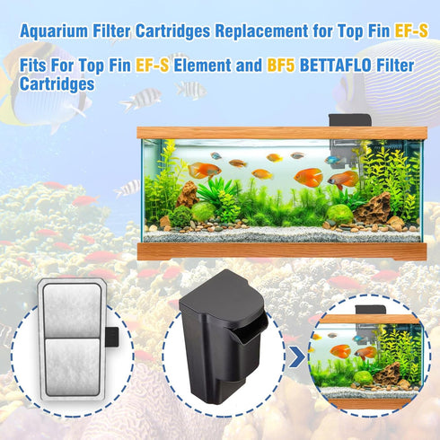 6-Pack Replacement Filters Cartridge for Top Fin EF-S Element and BF5 BETTAFLO