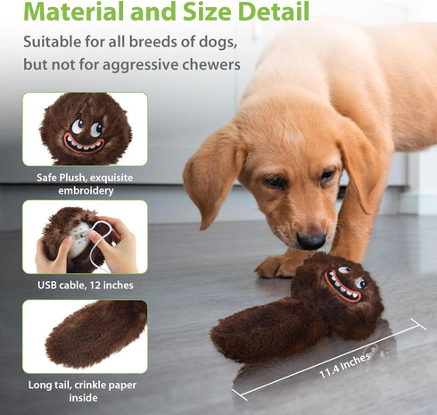 PETGEEK Interactive Squeaky Dog Toy, Automatic Moving Vibrating Dog Balls with Plush Cover, Rechargeable Perro Juguetes
