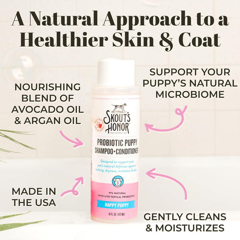 Skout's Honor Probiotic Pet Shampoo & Conditioner 16oz with Avocado Oil & Omega-3s, 97% Natural, Cruelty-Free