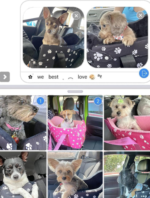 15 lbs) Cullaby Dog Car Seat for Small Dogs (Under Center Console Pet Carrier with Safety Belt, Storage Pockets