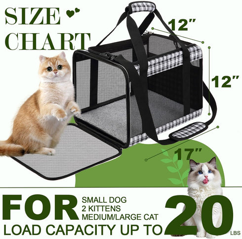 20lbs, 2 EXPAWLORER Large Cat Carrier Dog Carriers Soft for Small Medium Cats Puppies Up to Airline Approved Pet