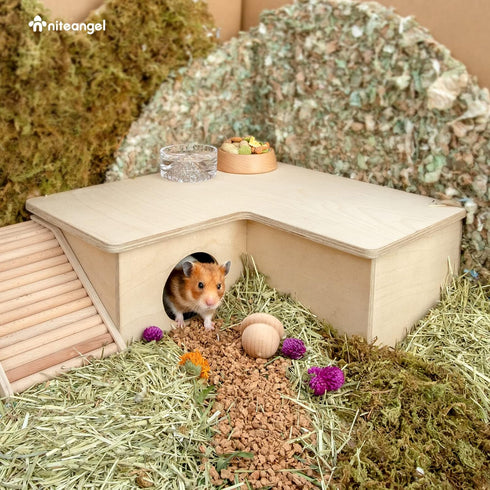 Niteangel Multi-Chamber Hamster House Maze, Multi-Room Hideouts & Tunnel Toys for Hamster, Gerbils, Mice (3-Room Large)