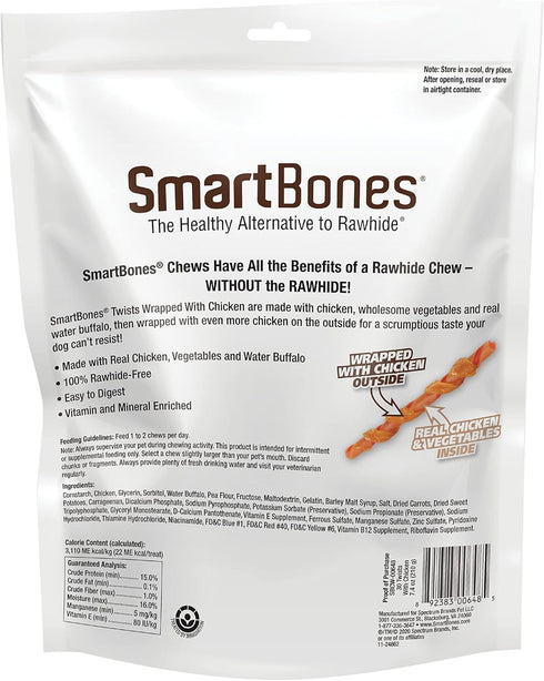 Smartbones Twists Wrapped with Chicken Made with Real Water Buffalo, 30 Count, Rawhide-Free Chews for Dogs, 7.40 Ounce (Pack of 1)